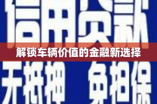 张家川解锁车辆价值的金融新选择