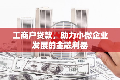 张家川工商户贷款，助力小微企业发展的金融利器