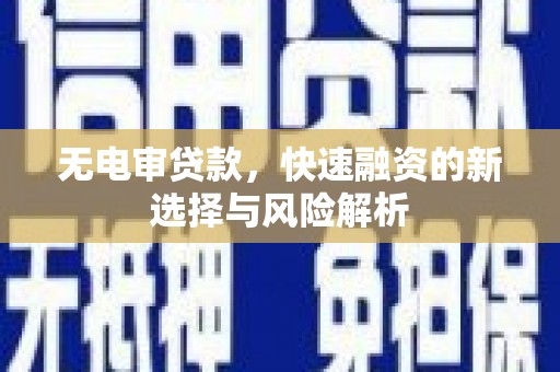 张家川无电审贷款，快速融资的新选择与风险解析