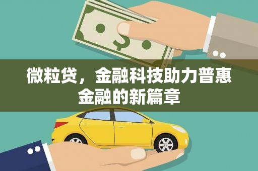 张家川微粒贷，金融科技助力普惠金融的新篇章