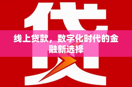 张家川线上贷款，数字化时代的金融新选择